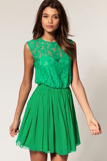ASOS Collection Asos Skater Dress with Lace and Mesh - Lyst
