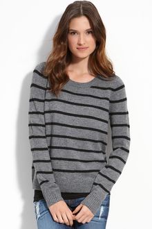 Caslon® Stripe Button Shoulder Sweater - Lyst