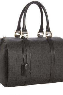 Fendi Black Zucchino Spalmati Leather Trimmed Forever Bag - Lyst