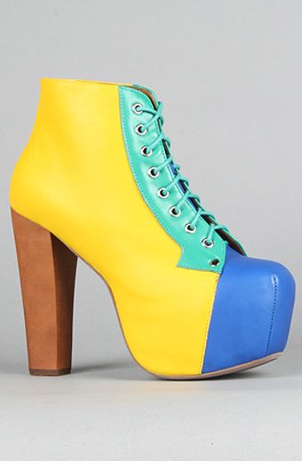 Jeffrey Campbell The Lita Shoe in Yellow and Blue Color Block - Lyst