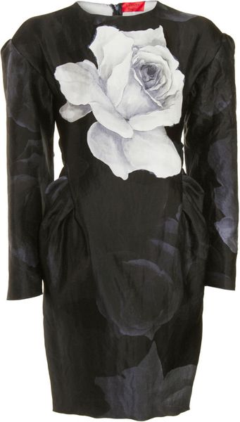 Lanvin Peplum Dress in Gray (floral) - Lyst