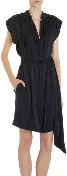 Lanvin Belted Polo Dress in Blue (midnight) - Lyst