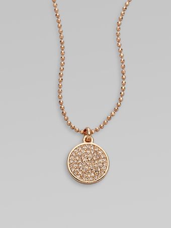  Pave Fireball Necklace, Rose Gold 