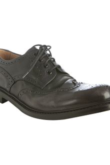 Prada Black Leather Wingtip Oxfords - Lyst