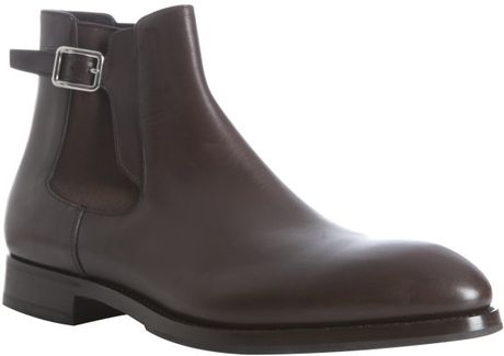 brown buckle prada calfskin chelsea boots