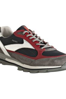Prada Sport Navy Nylon Suede Trim Sneakers - Lyst