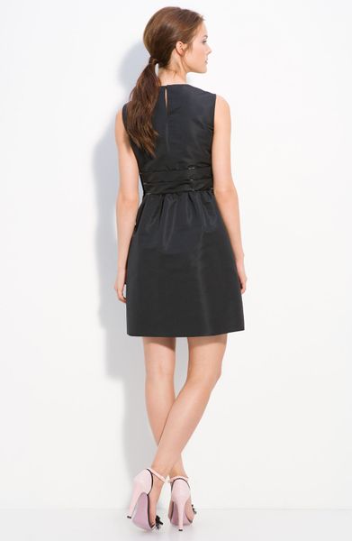 Red Valentino Bow Trim Faille Dress in Black