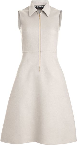 Rochas Zip Front Dress in White (beige) - Lyst