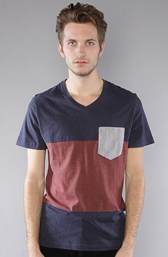 The Scifen Company The Pathway V-neck Tee in Navy & Red - Lyst
