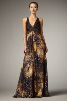 Theia Cross-back Beaded-waist Gown - Lyst