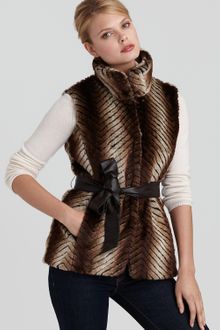Via Spiga Faux Fur Belted Vest - Lyst