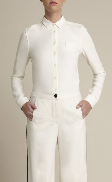 Adam Lippes Longsleeved Buttonfront Shirt in White (porcelain) - Lyst