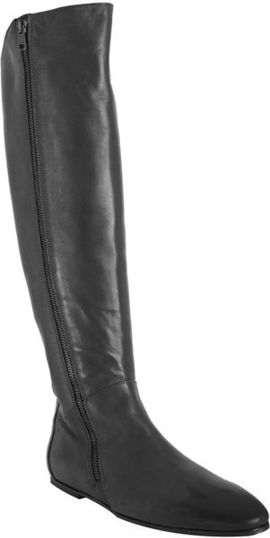 Alberto Fermani Black Leather Flat Tall Boots in Black - Lyst