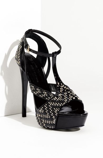 Burberry Platform Sandal in Black (white black) - Lyst