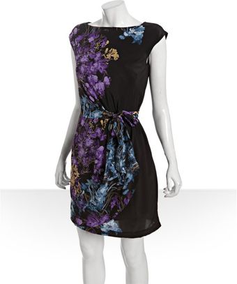 Cynthia Steffe Black Floral Printed Silk Trisha Dress - Lyst