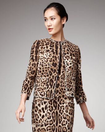  Leopard-print Tweed Jacket 
