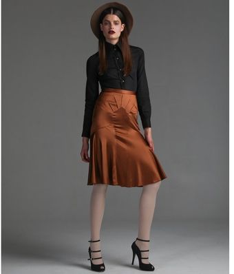 Dolce & Gabbana Rust Silk Seam Detail A-line Skirt - Lyst