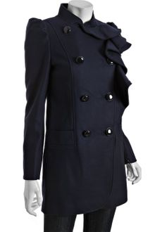 French Connection Nocturnal Wool Winter Sun Ruffle Front Coat - Lyst