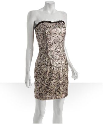 Hoaglund New York Toast Brushstroke Printed Sequin Strapless Dress - Lyst
