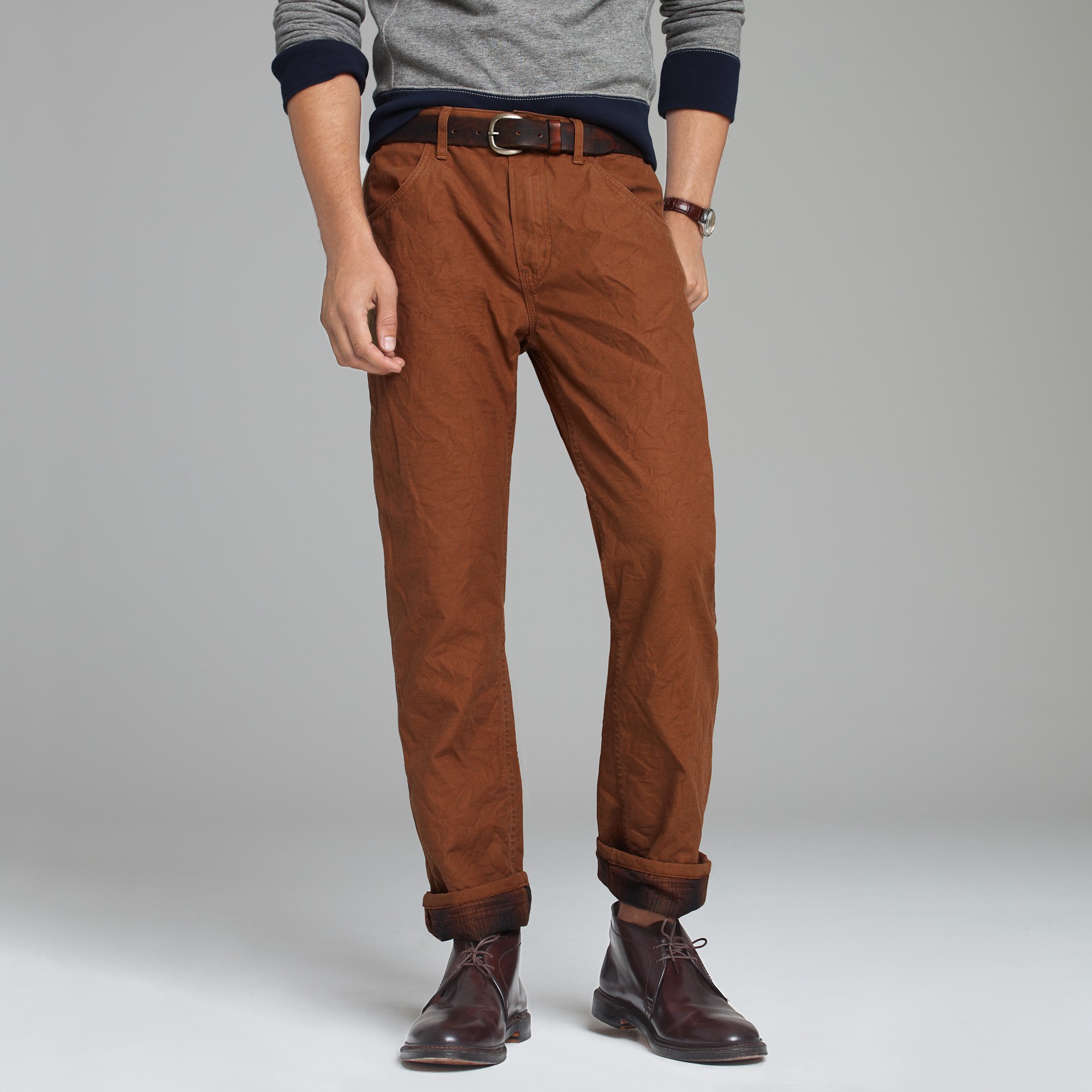 J.crew Flannellined Tompkins Pant in Vintage Slim Fit in Brown for Men