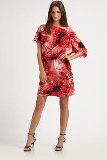 Josie Natori Silk Print Dress - Lyst