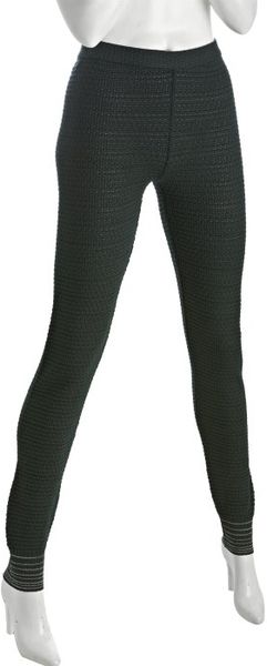 M Missoni Dark Green Textured Wool Blend Knit Stripe Detail Skinny Pants in Green - Lyst