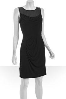 Max & Cleo Black Stretch Jersey Chiffon Yoke Dress - Lyst