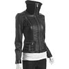 Michael By Michael Kors Black Leather Knit Collar Bomber Jacket in Black - Lyst