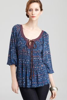Plenty By Tracy Reese Contrast Yoke Peasant Blouse - Lyst