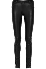 The Row Occayne Leather-coated Cotton-blend Leggings