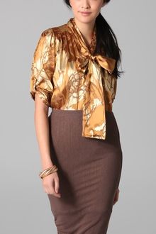 Alice + Olivia Arie Tie Collar Blouse - Lyst