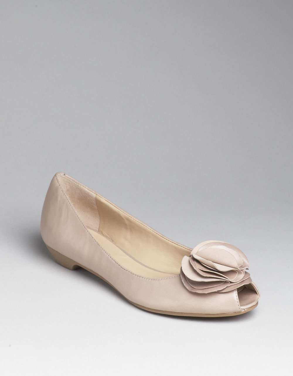 peep toe flats tan