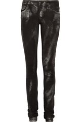 Helmut Lang Metallic Mid-rise Skinny Jeans