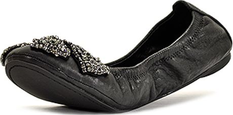 tory burch eddie ballet flat with crystal bow
