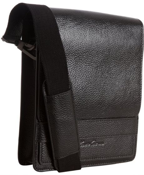 Kenneth Cole Black Leather Day Small Messenger Bag in Black for Men | Lyst