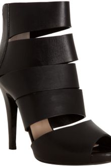 Michael Kors Black Leather Banded Peep Toe Booties - Lyst