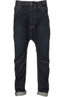 Topman Raw Indigo Arc Leg Jeans - Lyst
