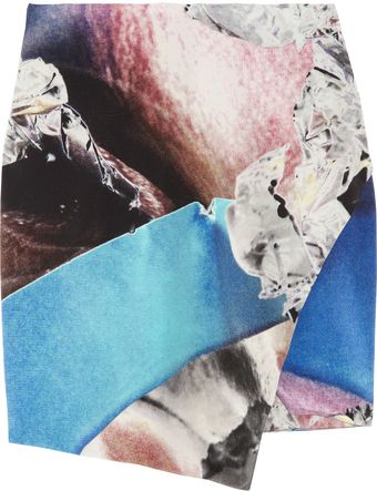Dion Lee Asymmetric Printed Silk-blend Skirt - Lyst