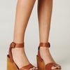 Free People Alisa Ankle Strap Platform in Brown (cuoio) - Lyst