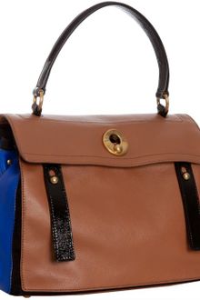 Yves Saint Laurent Brown Colorblock Leather Muse Two Satchel - Lyst