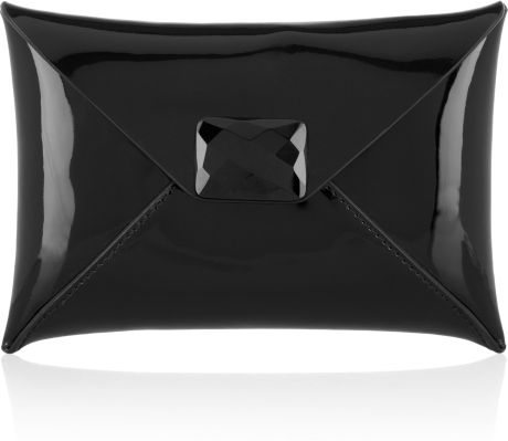 black patent leather envelope clutch