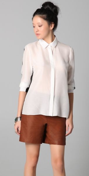Cushnie Et Ochs Buttonup Blouse with Sheer Back in Black - Lyst