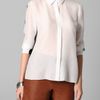 Cushnie Et Ochs Buttonup Blouse with Sheer Back in Black - Lyst