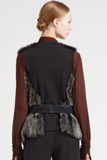 Donna Karan New York Shearling Reversible Vest - Lyst