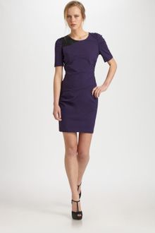 Cynthia Steffe Shadow Pleated Leather-panel Dress - Lyst