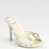 Dior Cannage Studded Quilted Patent Leather Clogs in White (latte) - Lyst