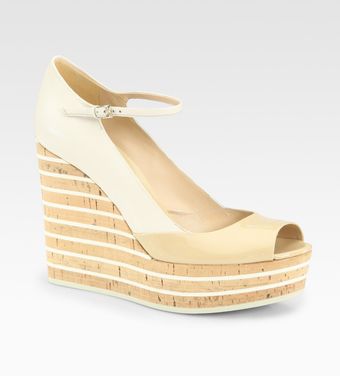  Eilin Leather and Patent Leather Wedge Pumps 