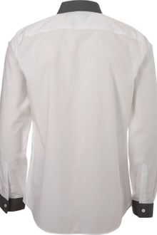 Long White and Grey Contrast Shirt - Lyst