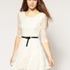 River Island  Belted Lace Dress in Beige (cream) - Lyst