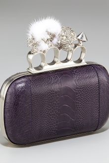 Alexander McQueen Mink & Ostrich Box Clutch - Lyst